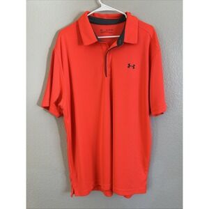Under Armour UA Tech Polo Mens 2xL Orange Loose Fit Performance Golf Shirt